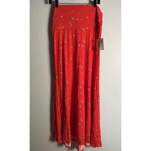 LuLaRoe Maxi Skirt Dress Red Purple Teal Pink Flowy High Yoga Waist  Medium NWT